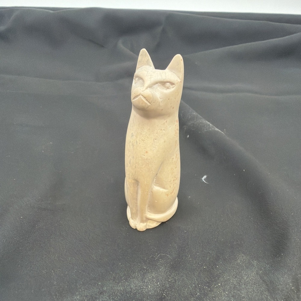 handmade soapstone cat figurine
